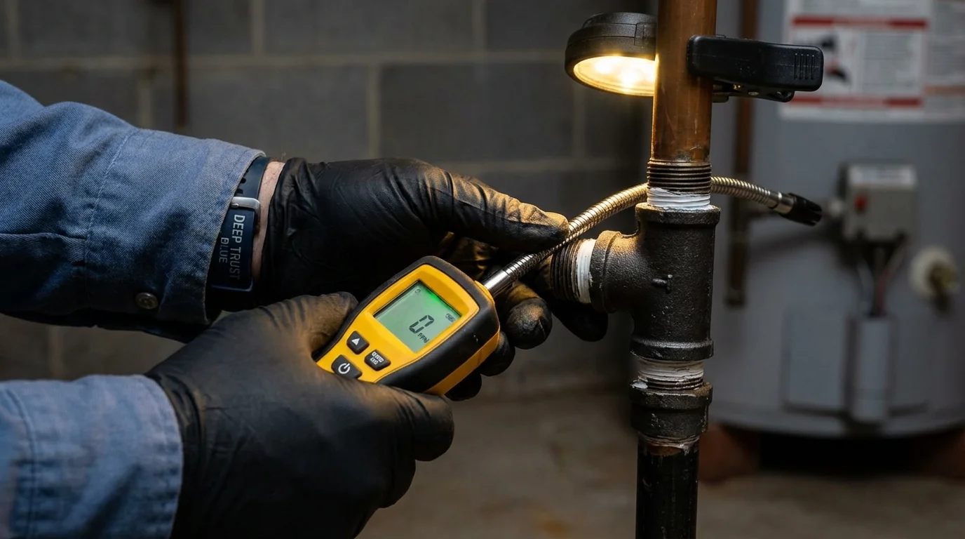 Gas leak detection with electronic sniffer by Johns Plumbing LLC in Placitas