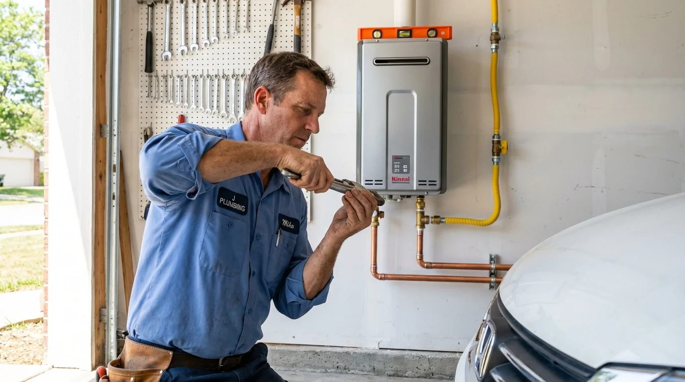 Tankless water heater installation by a Johns Plumbing LLC plumber in Placitas